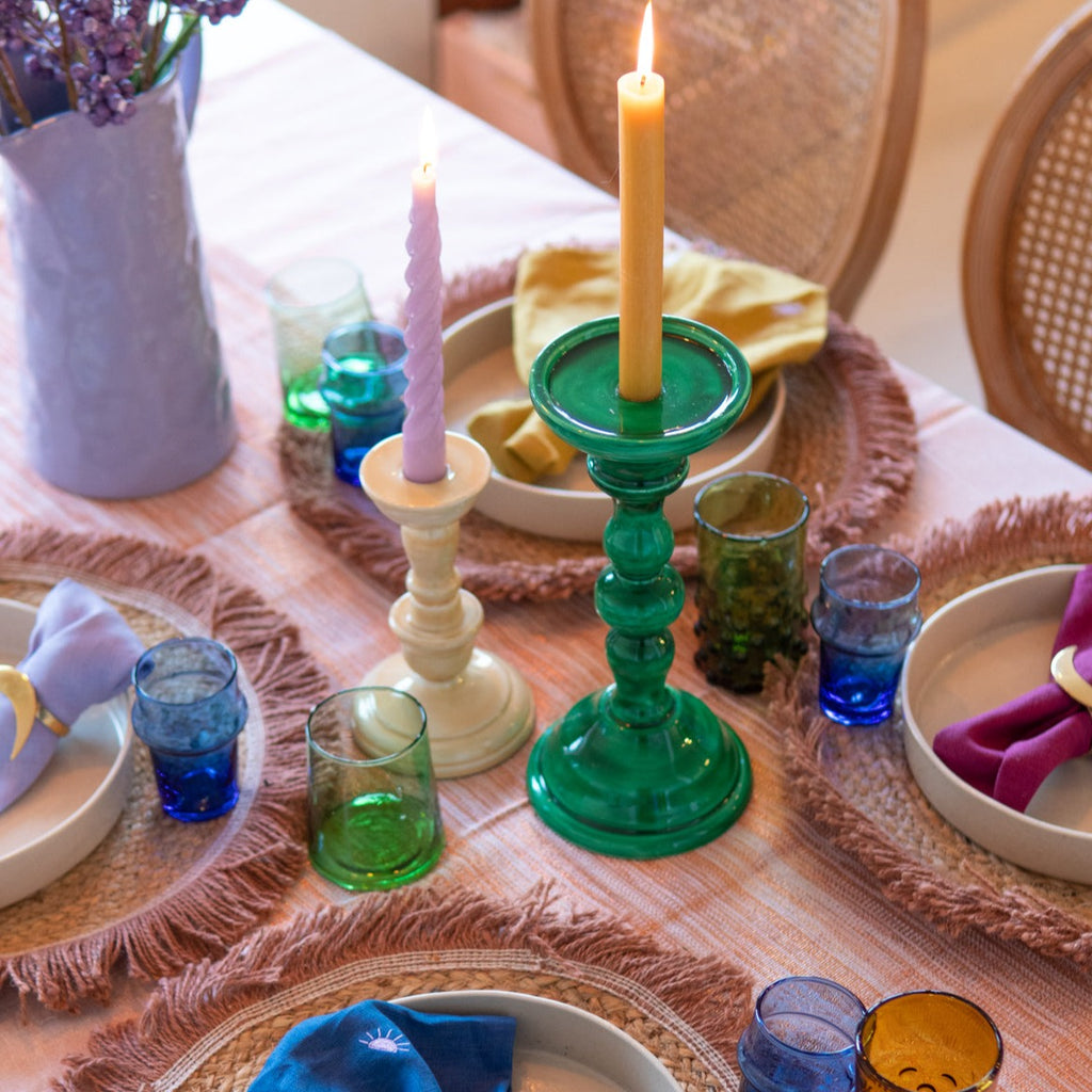 green TO THE MOON CANDLE HOLDER