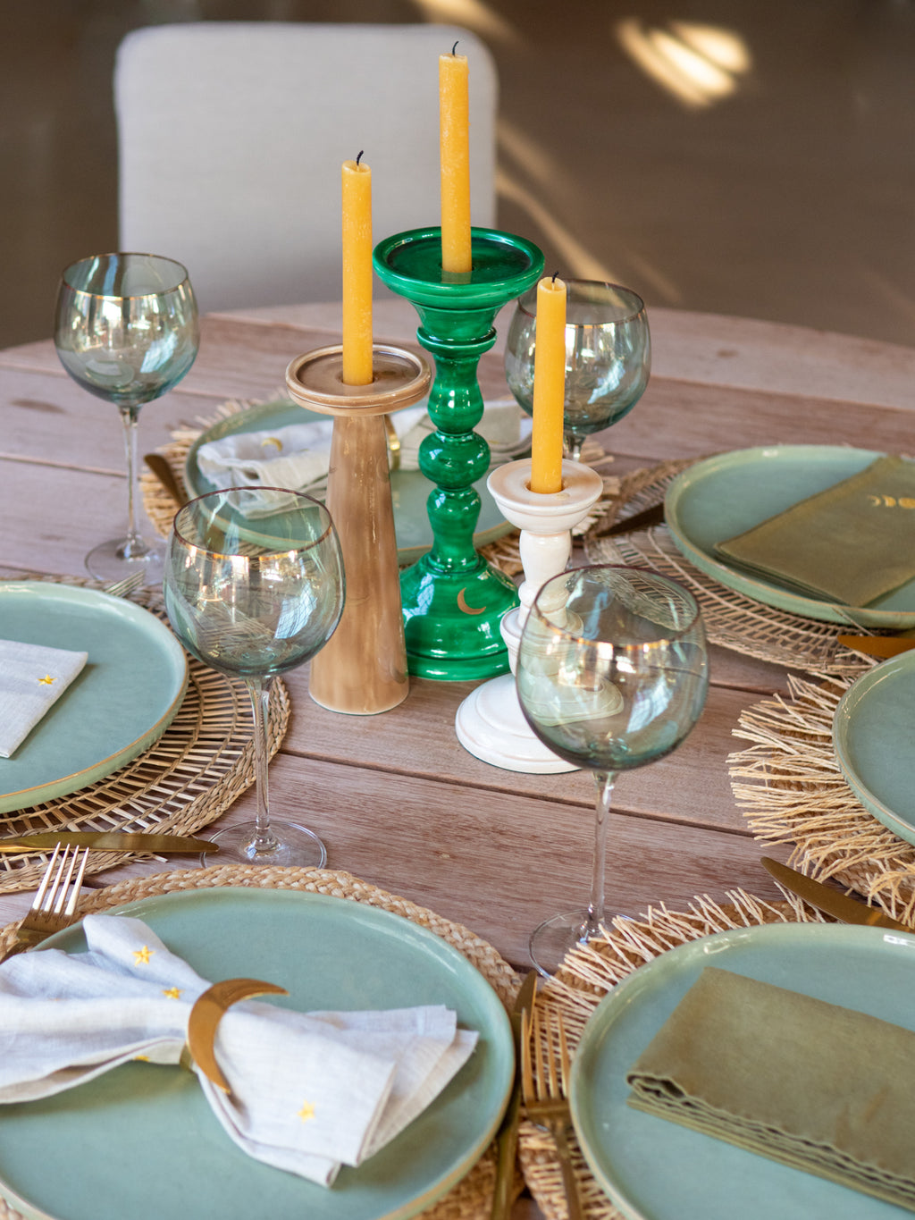 green TO THE MOON CANDLE HOLDER