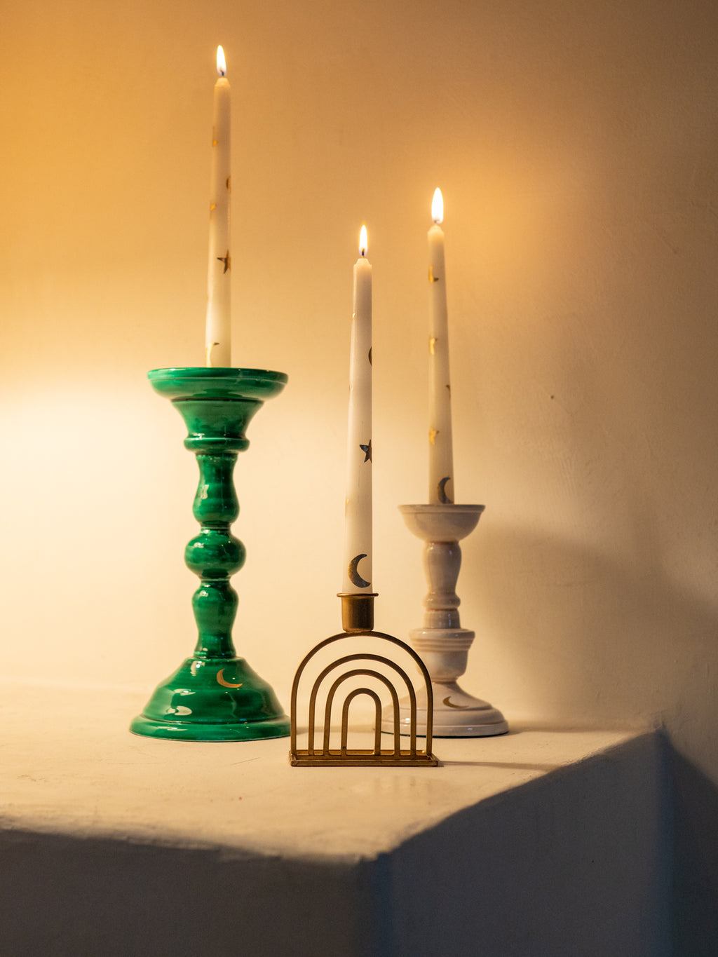 golden RAINBOW CANDLE HOLDER