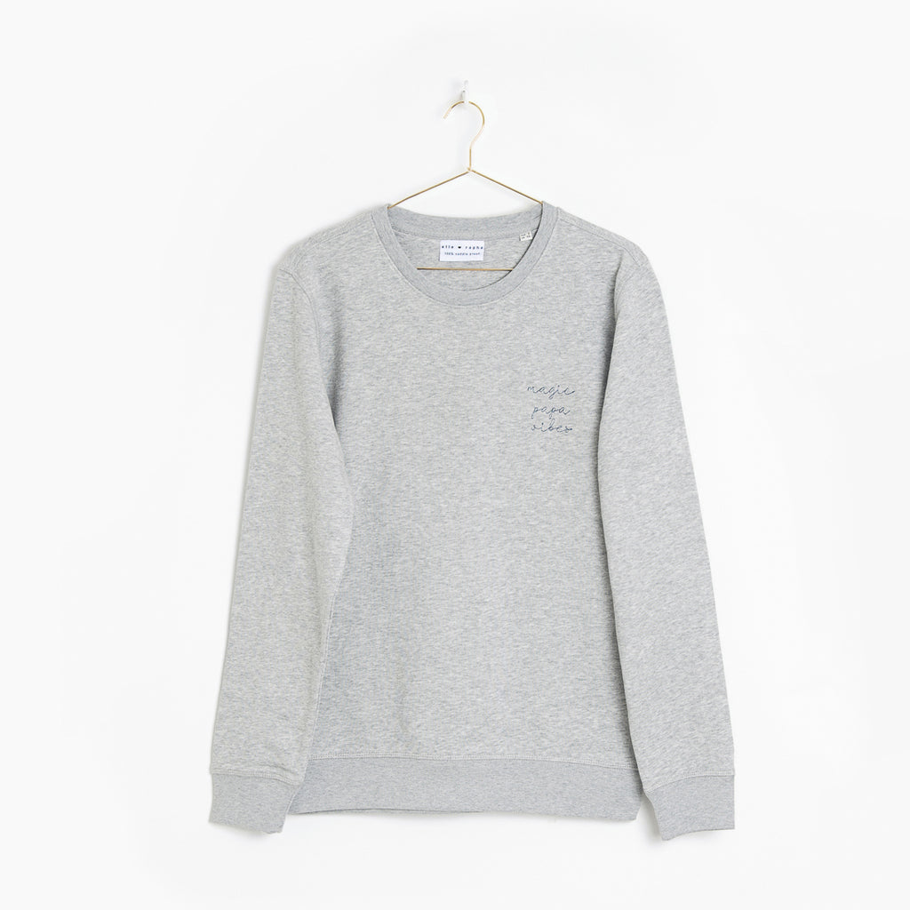 Mightygrey papa magic papa vibes sweatshirt with embroidered text for dads 