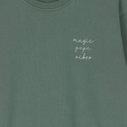 Pine green magic papa vibes sweatshirt with embroidered text for dads