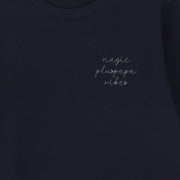 Midnight blue plus magic papa vibes sweatshirt with embroidered text for dads