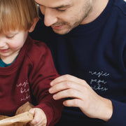 blue magic papa vibes sweatshirt with embroidered text for dads 